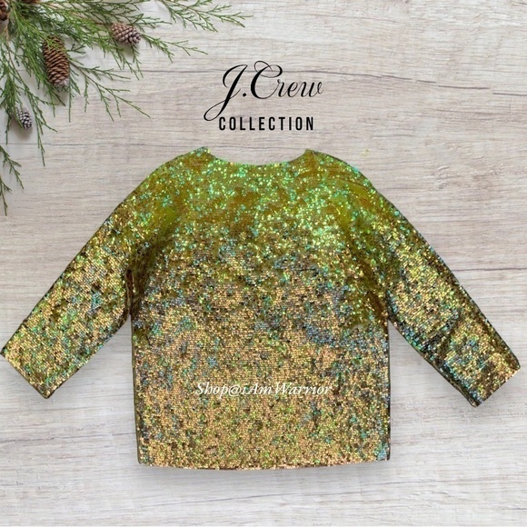 J.Crew Collection neon yellow ombre sequin merino wool sweater *shop@iamwarrior - Picture 11 of 15